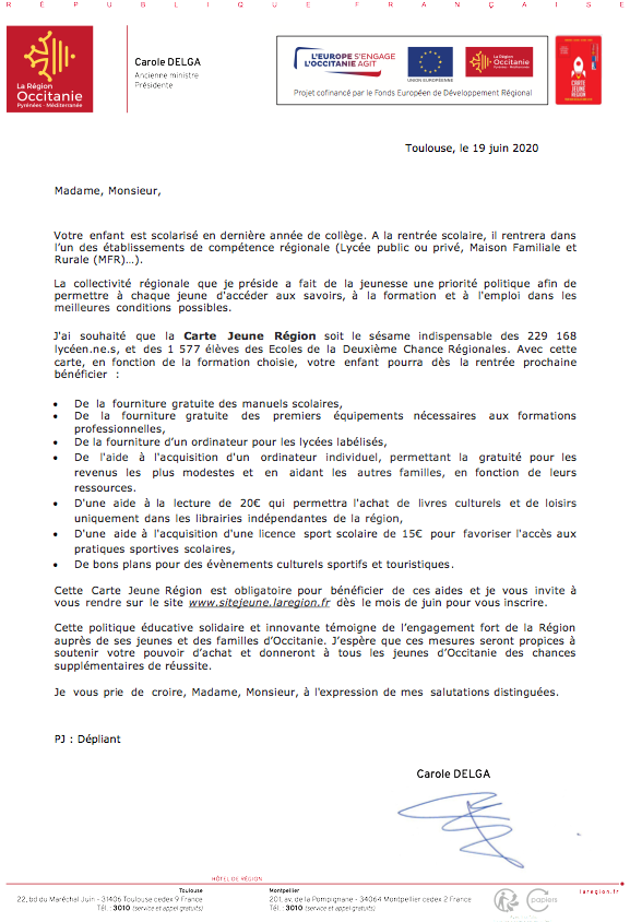 Carte Jeune Region Rentree Pour Les Futurs Lyceens Scolarite Eleve Marcel Doret De Le Vernet